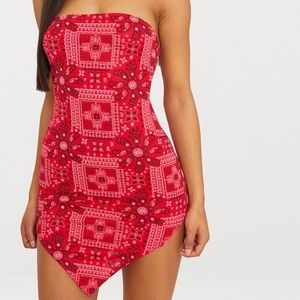 Prettylittlething Red Bandana Dress